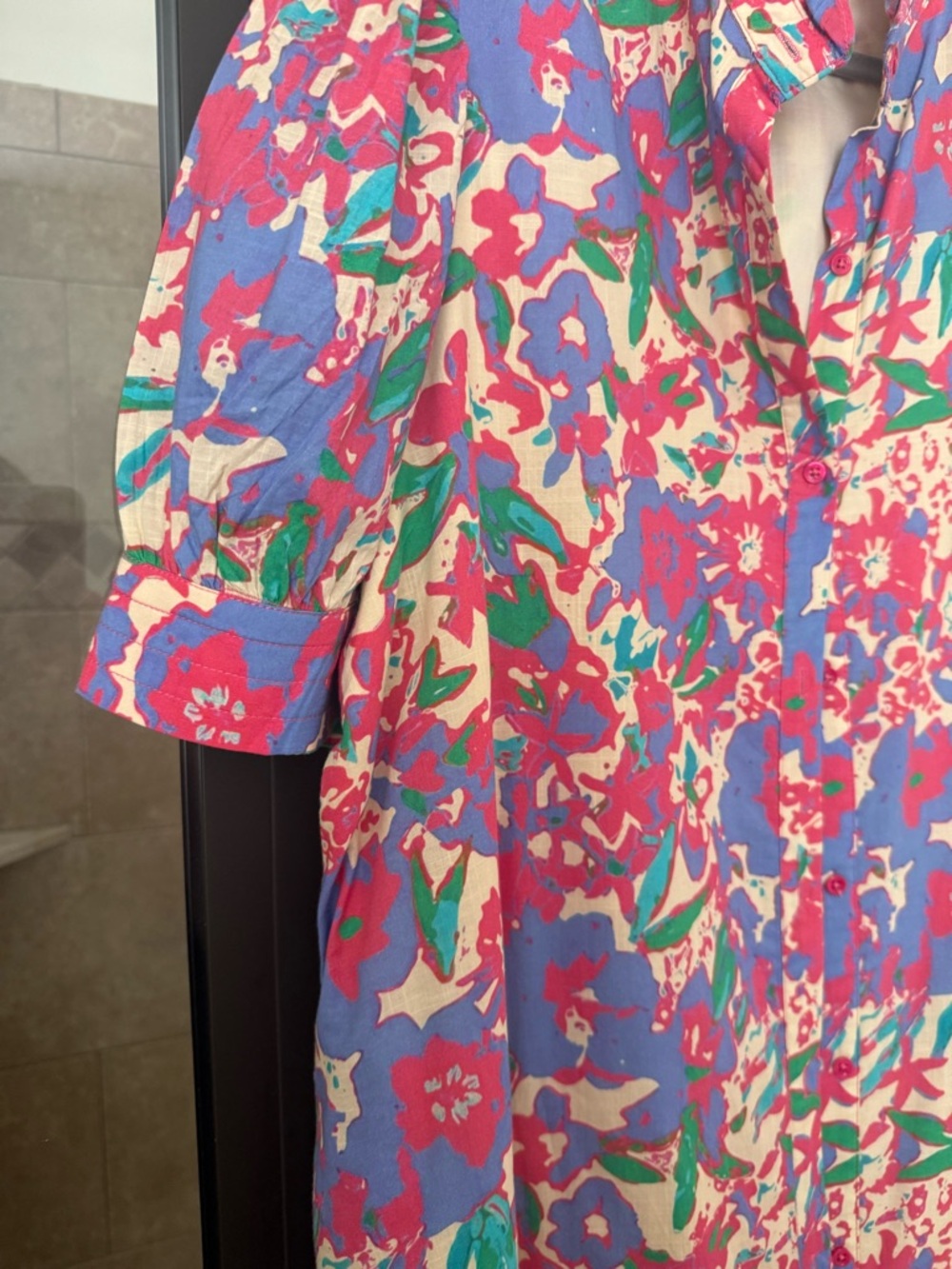 Hyacinth House Bright Floral Button-Front Midi Dress - Picture 3 of 5